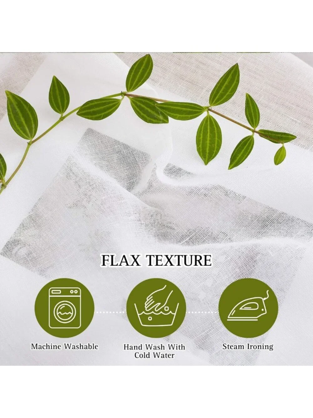 Elegant White Sheer Linen Curtains, 84
